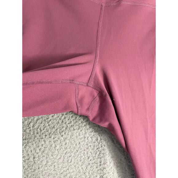 High Waisted Mauve 7/8 Leggings L Stretch Athleisure Activewear Elegant Mauve - Picture 7 of 8